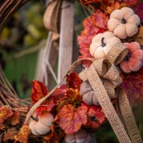 tételeket Dekoratív tök textilből, pálcára helyezve, sárga, barna, narancssárga, Ø7cm, 9 db