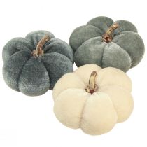 tételeket Dekoratív sütőtök szövet bársonyos krémszürke őszi Ø7cm 9 db