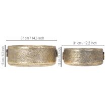 tételeket Dekoratív tál, antik hatású, fém virágtartó, arany, Ø37/31cm, 2 db-os szett