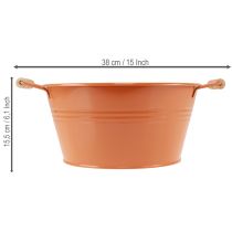 tételeket Dekoratív tál fülekkel, fém, narancssárga-barna, Ø29cm, M14.5cm