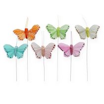tételeket Dróton tollas pillangók, színes 5,5cm, 24db