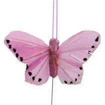 tételeket Dróton tollas pillangók, színes 5,5cm, 24db