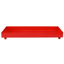 tételeket Dekoratív tálca téglalap alakú piros fémtálca lábbal 30×15cm