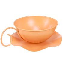 tételeket Dekoratív bögre Ø16cm M9cm fém tányérral, narancssárga, 2 darab