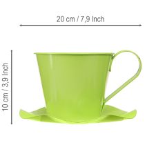 tételeket Dekoratív teáscsésze fémből, tányérral, világoszöld, Ø12, magasság10 cm, 8 db