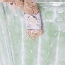tételeket Dekoratív kaspó, fém vödör ültetéshez, ültető fülekkel, rózsaszín/zöld/sárga shabby chic Ø15cm M13cm 3 darabos szett