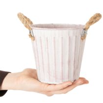 tételeket Dekoratív kaspó, fém vödör ültetéshez, ültető fülekkel, rózsaszín/zöld/sárga shabby chic Ø15cm M13cm 3 darabos szett