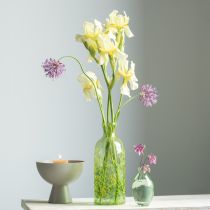 tételeket Dekoratív üvegváza sárga-zöld mintás virágváza Ø10cm M25cm