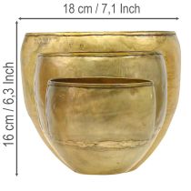 tételeket Dekoratív vázák sárgaréz hatású fémvázák Ø18/15/12,5cm 3 db-os készlet