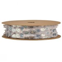 tételeket Díszítő szalag szőrme megjelenéssel, holo hatású szürke ezüst 25mm 10m