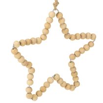 tételeket Karácsonyi díszek: fa gyöngyök, szív, csillag, fa, 13 cm magas, 6 darab