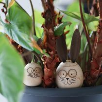 tételeket Dekoratív nyúl fából és fémből, humoros mintával, barátságos, figyelemfelkeltő, 19 cm, 2 darab