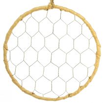 tételeket Dekoratív fém raffia akasztógyűrűk, Ø20cm, 4 darab, bohém fali dekoráció, ablakdekoráció
