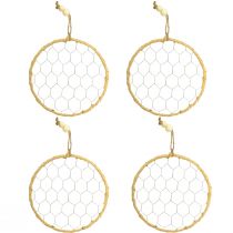 tételeket Dekoratív fém raffia akasztógyűrűk, Ø20cm, 4 darab, bohém fali dekoráció, ablakdekoráció