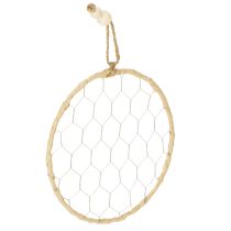 tételeket Dekoratív fém raffia akasztógyűrűk, Ø20cm, 4 darab, bohém fali dekoráció, ablakdekoráció