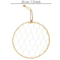 tételeket Dekoratív fém raffia akasztógyűrűk, Ø20cm, 4 darab, bohém fali dekoráció, ablakdekoráció