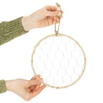 tételeket Dekoratív fém raffia akasztógyűrűk, Ø20cm, 4 darab, bohém fali dekoráció, ablakdekoráció