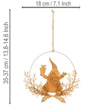 tételeket Karácsonyi díszgyűrű, rénszarvas gyűrűben, Mikulás ajándékkal, fém díszítés, rozsdás felület, Ø18cm, 2 db-os szett