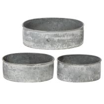 tételeket Dekoratív fémtál, ovális, szürke, H22,5/19,5/16cm, 3 db-os szett