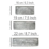 tételeket Dekoratív fémtál, ovális, szürke, H22,5/19,5/16cm, 3 db-os szett