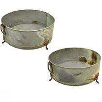 tételeket Dekoratív tál lábos fém fogantyúval rozsda 42/46,5cm 2 db