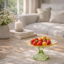 tételeket Dekoratív üvegtányér talppal, virágmintával, ideális ünnepi bemutatásra, 15 cm