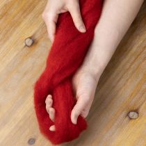 tételeket Gyapjúzsinór, díszgyapjú, piros, 2m nemezelt gyapjú virágkötészethez, dekorációhoz és kézműveskedéshez