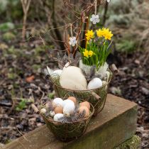 tételeket Drótkosár fém kosár fogantyúval, fa rozsda díszítéssel Ø18cm