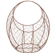 tételeket Drótkosár, fém virágtartó, tavaszi dekoráció, húsvéti kosár, barna, rozsdabarna felület, M34cm H30cm