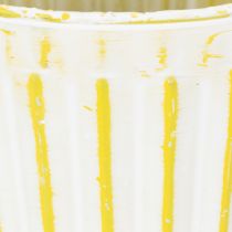 tételeket Ültetővödör, ültető fogantyúkkal, fém díszítéssel, rózsaszín/zöld/sárga shabby chic Ø16.5cm M15cm 3 darabos szett