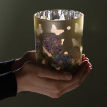 tételeket Elegáns virágmotívumokkal díszített gyertyatartó hangulatos szobadekorációhoz, 12,5 cm, 2 darab.