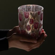 tételeket Elegáns, tulipán motívumos lámpás hangulatos tavaszi dekorációhoz, 12,5 cm, 2 darab.