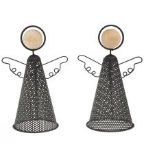 tételeket Angyalfigura Karácsonyi Fém Fekete Natúr 15,5cm 2db