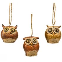 tételeket Imádnivaló bagoly medálok - rusztikus barna tónusok, 5,6 cm - Tökéletes dekoráció őszre és karácsonyra - 3 darabos csomag