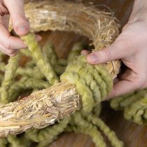 tételeket Pihe-puha Mirabell filczsinór, gyapjú, zöld, 25 m-es díszszalag virágkötészethez, dekorációhoz, kézműveskedéshez, barkácsoláshoz