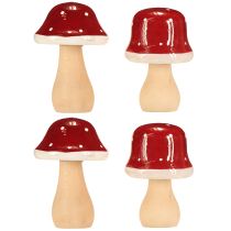 tételeket Fa gombák, mérges gombák, dekoráció, fa, FSC, vörösbarna, Ma 6,5/7 cm, 4 darab