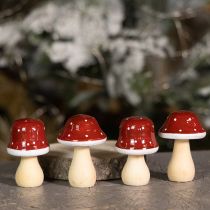 tételeket Fa gombák, mérges gombák, dekoráció, fa, FSC, vörösbarna, Ma 6,5/7 cm, 4 darab