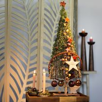 tételeket Fa csillagok dekoratív csillagok piros szórt dekoráció fényes hatású Ø5cm 12 db