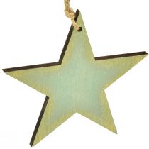 tételeket Fából készült csillagok függő ablakdíszhez menta arany 12/20/26cm 3 db-os készlet