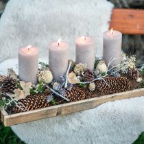 tételeket Fából készült fogantyús tálca, dísztálca, hosszúkás, natúr, 50×19×3cm