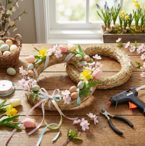 tételeket Virágkötészet szalmakoszorú kreatív ajtókoszorúkhoz és szezonális dekorációhoz 25/4cm 2db