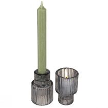 tételeket Üveg gyertyatartó szürke teamécses tartóban H8cm 4 db