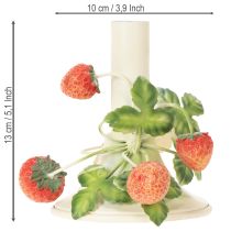 tételeket Fém gyertyatartó eperdíszítéssel, nyári krémszínű, M13cm