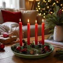 tételeket Adventi koszorú zöld gyertyatartóval, négy mécsessel, 24 cm