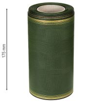 tételeket Elegáns moiré koszorú szalag, 175 mm, sötétzöld, gyöngyház szegéllyel és taft szövéssel ünnepi alkalmakra.
