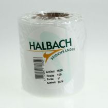 tételeket Fehér koszorú szalag 100mm x 25m Temetési virágdíszítés