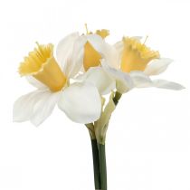 Mesterséges nárcisz selyemvirág fehér nárcisz 40cm 3db