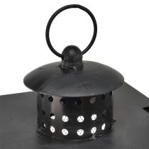 tételeket Nagy fém lámpa drótablakokkal antik szürke színben - 19x36x60 cm - dekoratív lámpa hordozó fogantyúval