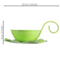 tételeket Fém díszes bögre csészealjjal, világoszöld, M8cm Ø11.5cm, 2 darab