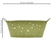 tételeket Ovális fémtál csillagokkal és fülekkel, zöld, 31×16cm, M12.5cm
